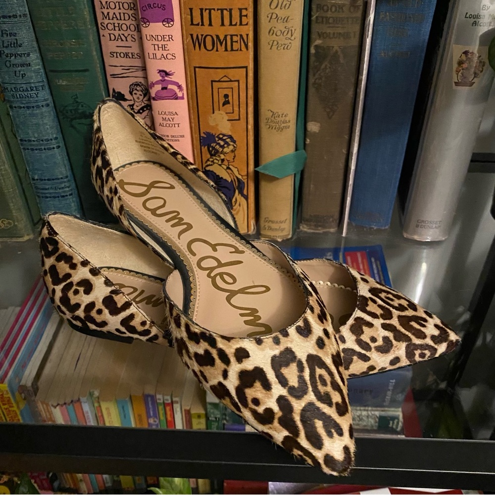 Sam Edelman real calf hair cheetah print flats pointed toe women’s 6 1/2…